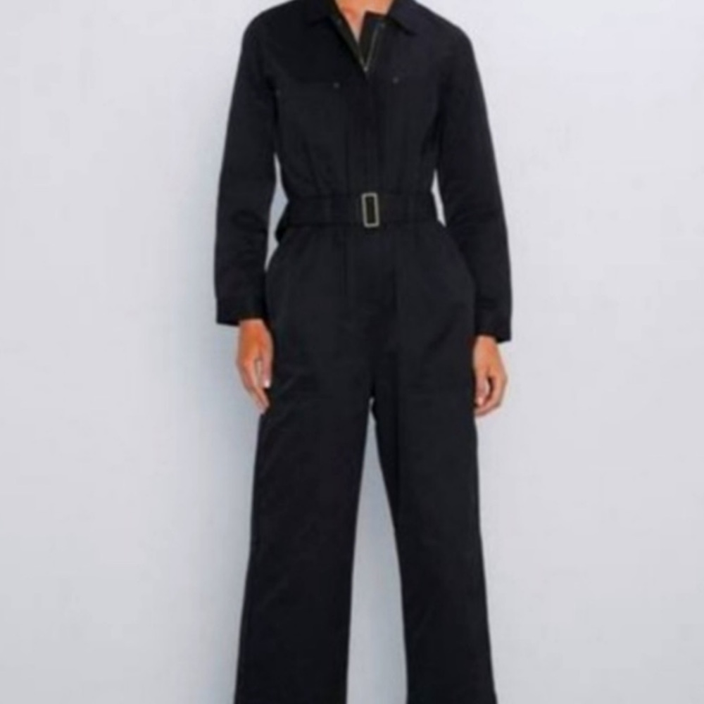 Zara black belted utility jumpsuit never worn